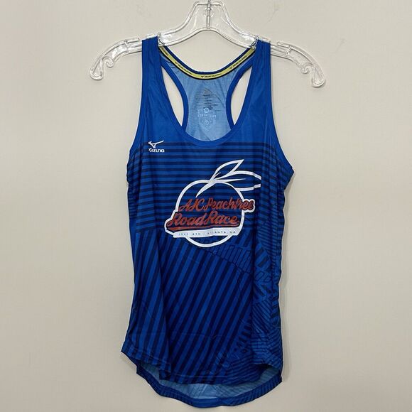Mizuno AJC Peachtree Road Race Womens Small Tank Top Blue Striped Running - Picture 1 of 13